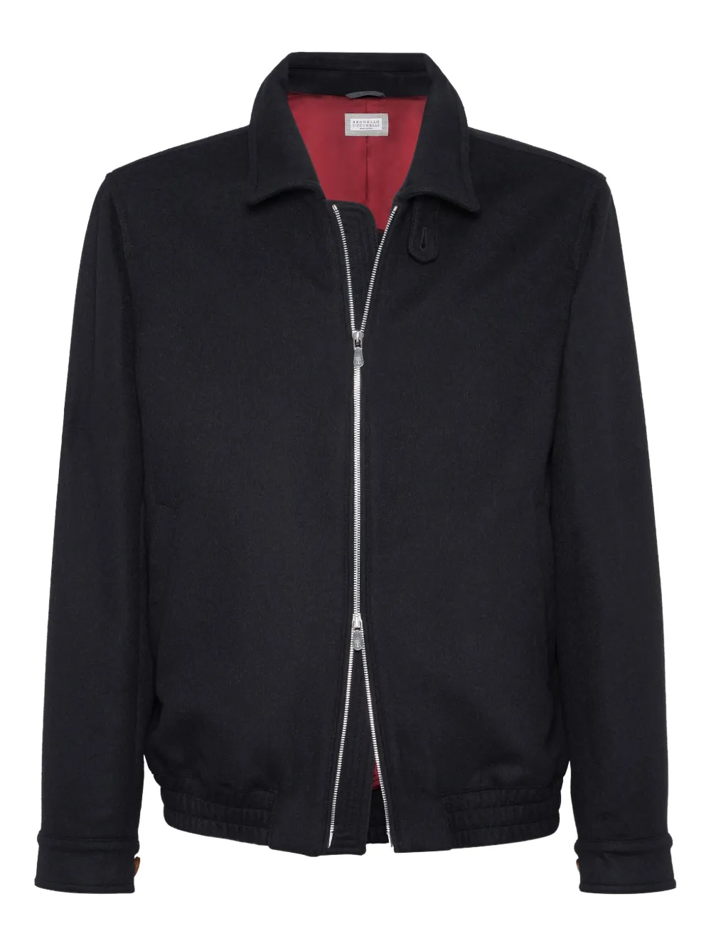Brunello Cucinelli High Collar Wool Bomber Jacket In Black
