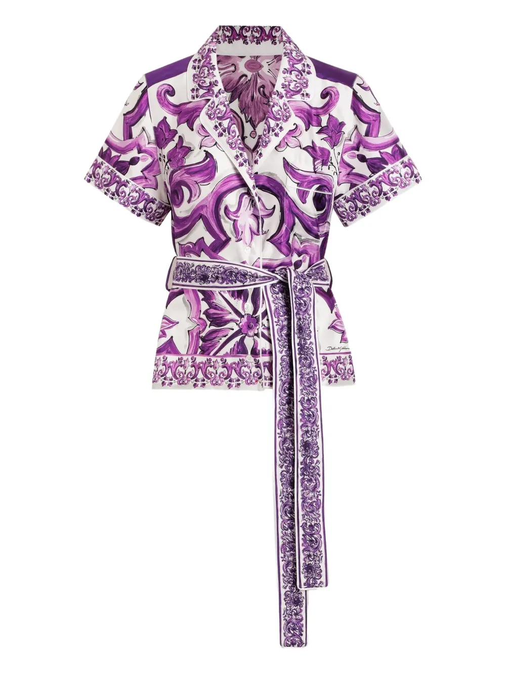 Dolce & Gabbana Majolica Print Silk Twill Shirt Women