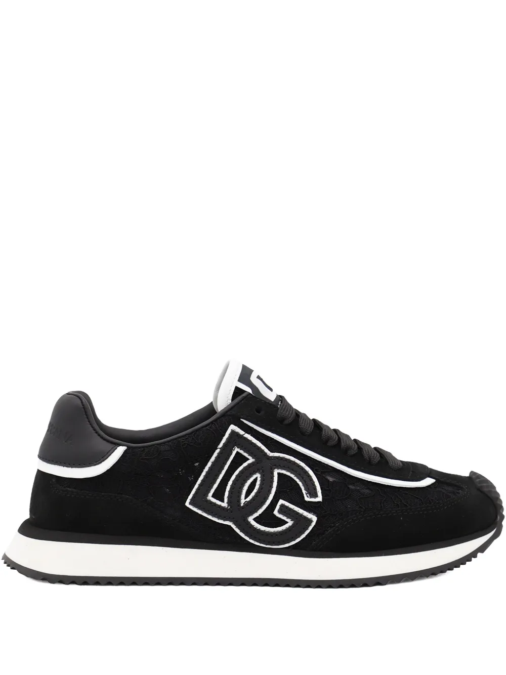 Dolce & Gabbana Dg Cushion Lace-detailed Suede Sneakers Shoes In Black