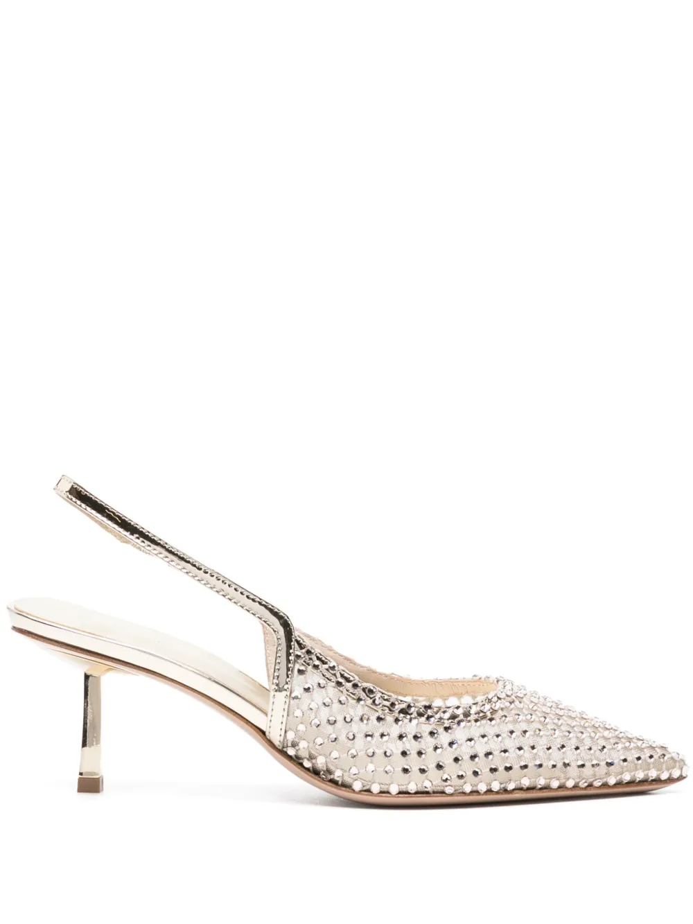 Le Silla Chanel Gilda Pumps With 60mm Back Strap In Silver