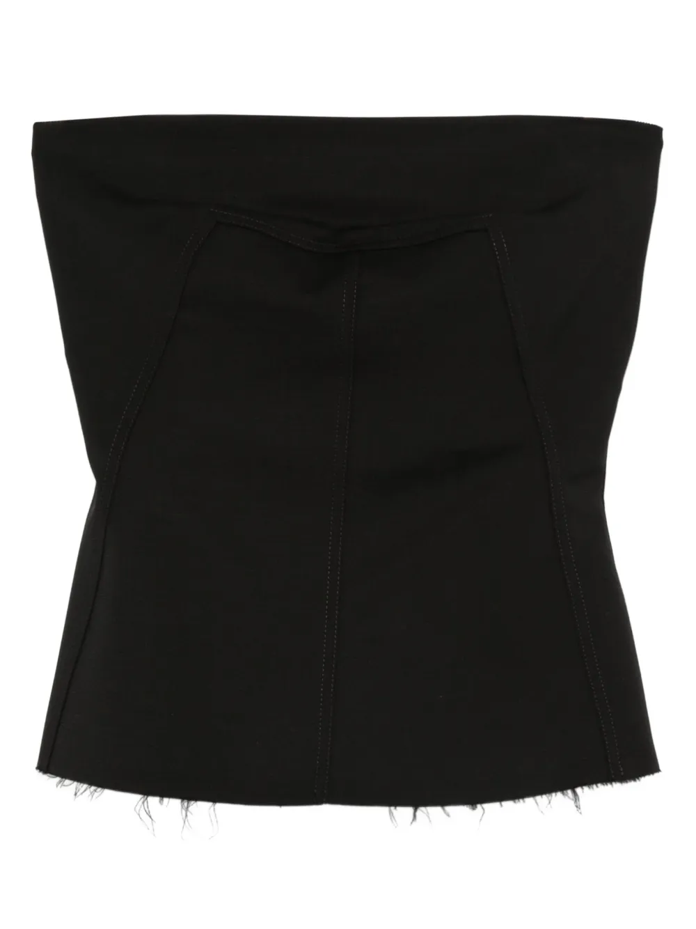 Rick Owens Strapless Black Top With Fitted Bodice And Flared Hem In Black