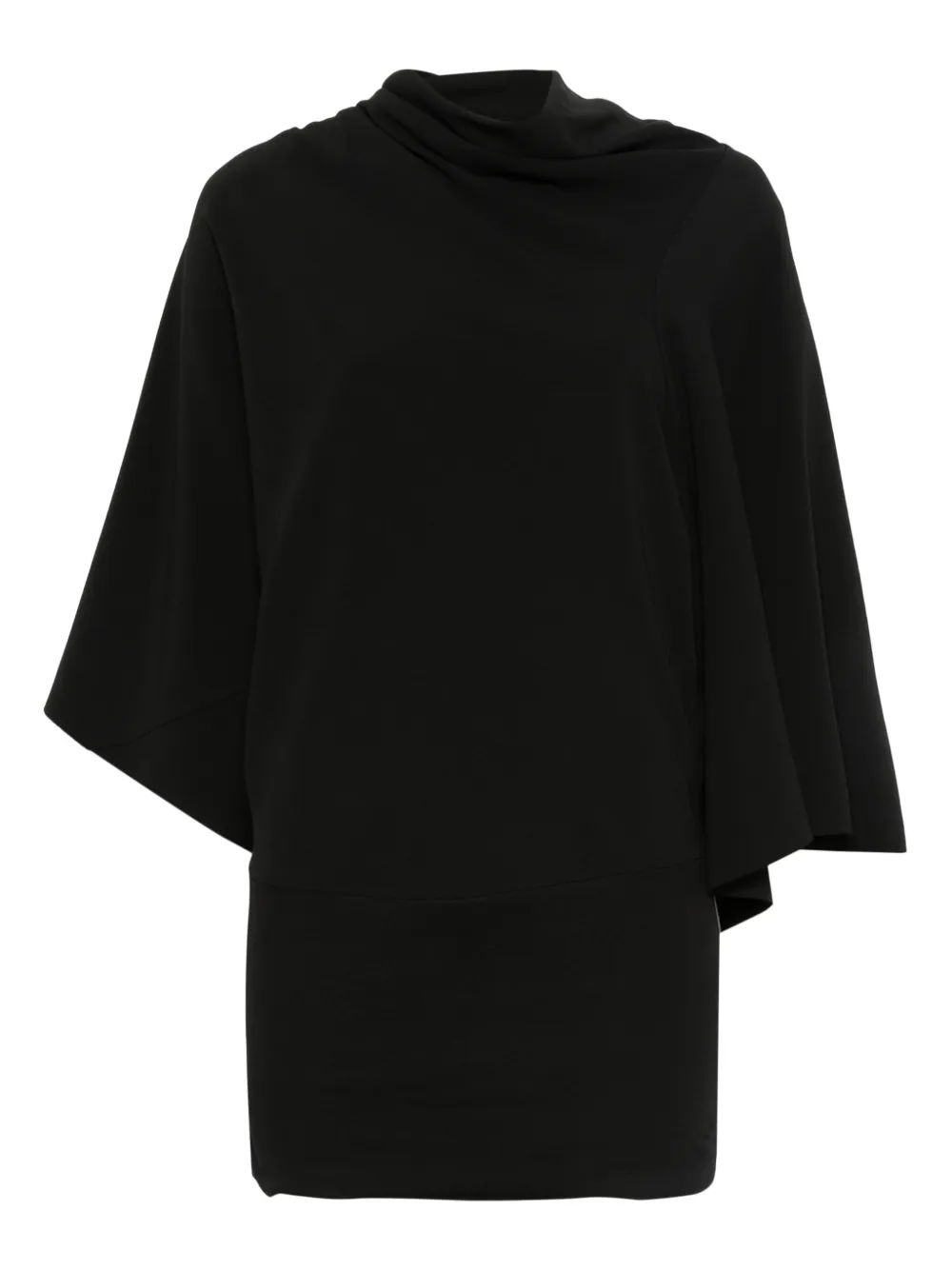 Rick Owens Asymmetric Draped Knit Top Cape In Black