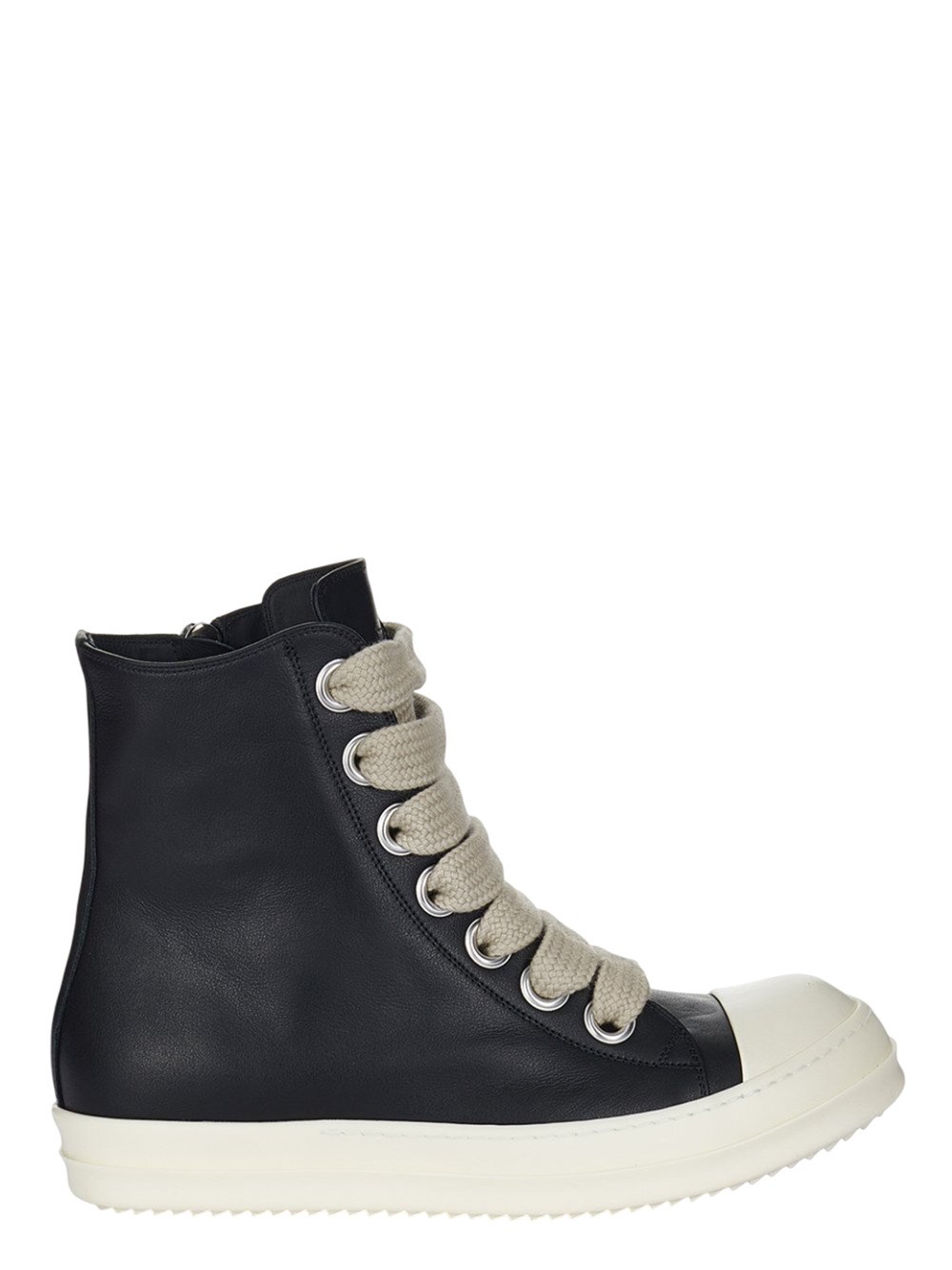 Rick Owens Leather High-top Sneakers In Black