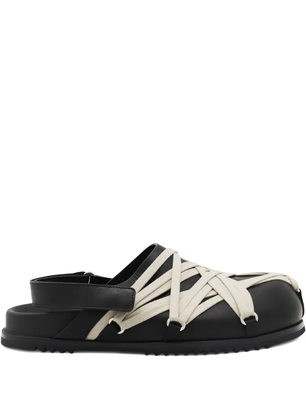 Rick Owens Leather Loafers With Crisscross Detail In Black