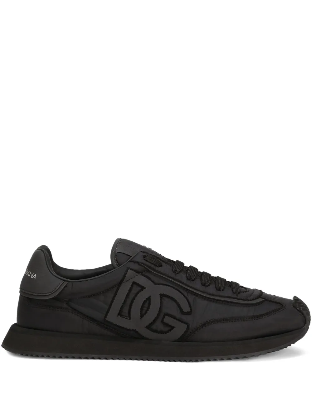 Dolce & Gabbana Low-top Nylon Sneakers With Leather Inserts In Black