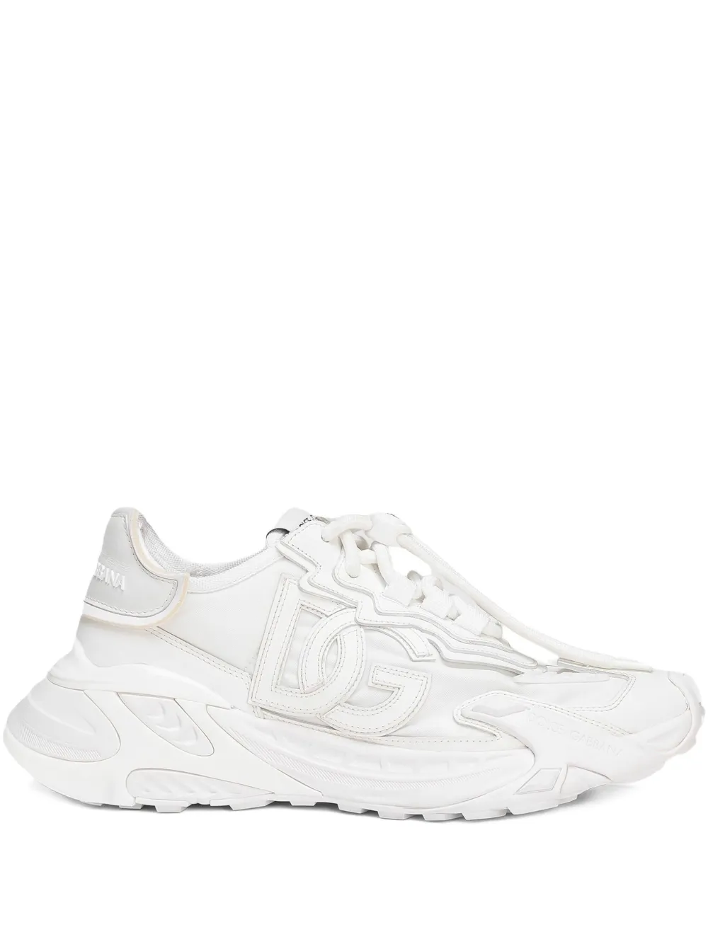 Dolce & Gabbana Accelerate Fabric Sneakers Leather Inserts In White