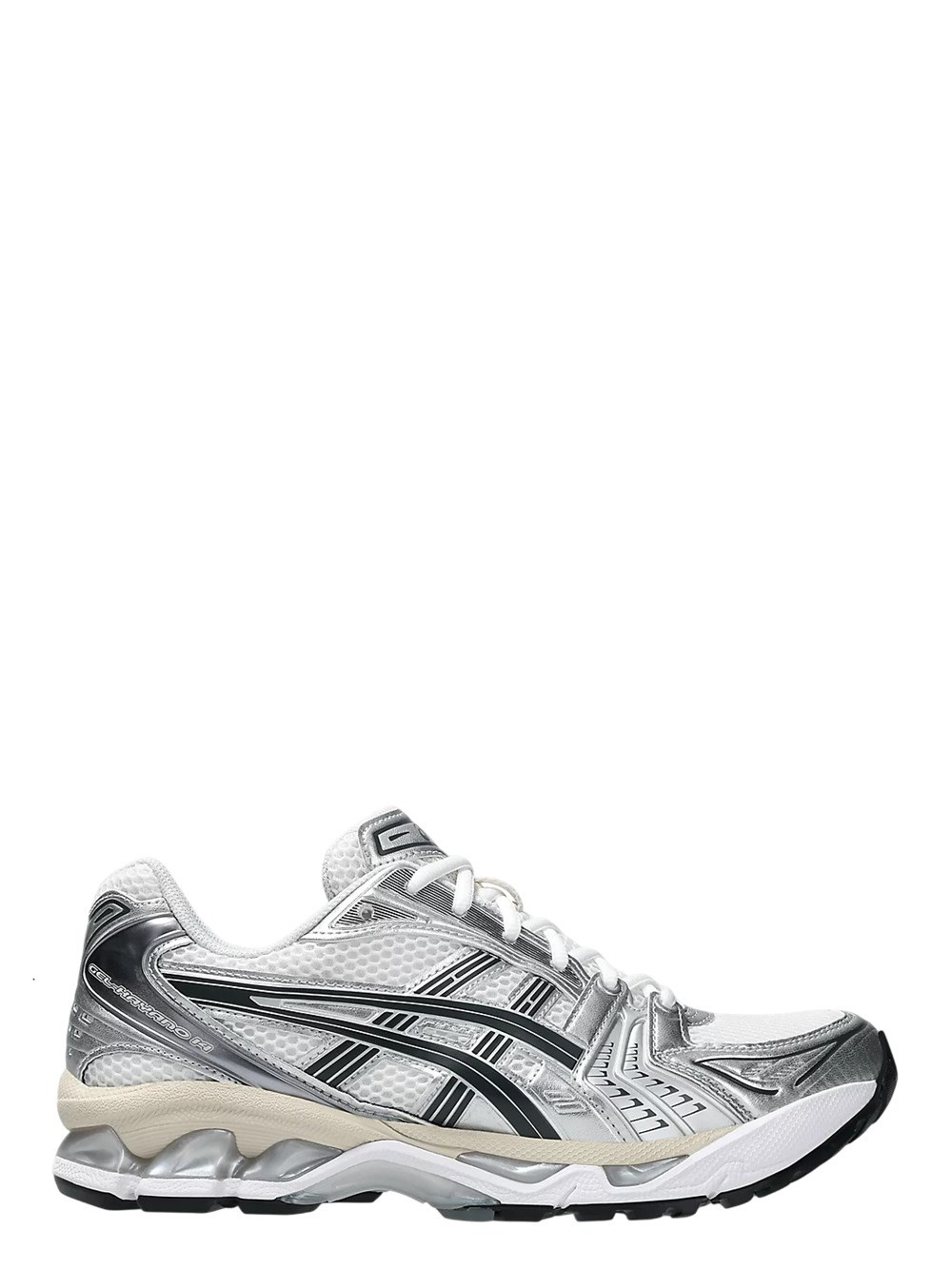 Asics Gel-kayano 14 Sneakers In White And Silver Technical Fabric Blend In Silver
