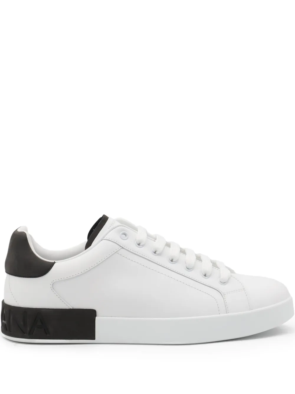 Dolce & Gabbana White Leather Portofino Sneakers In White