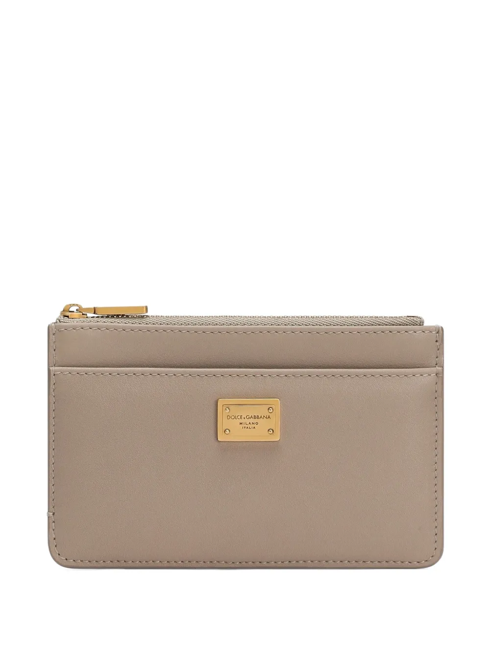 Dolce & Gabbana Slim Design Plonge Cardholder With Gold Hardware In Neutral