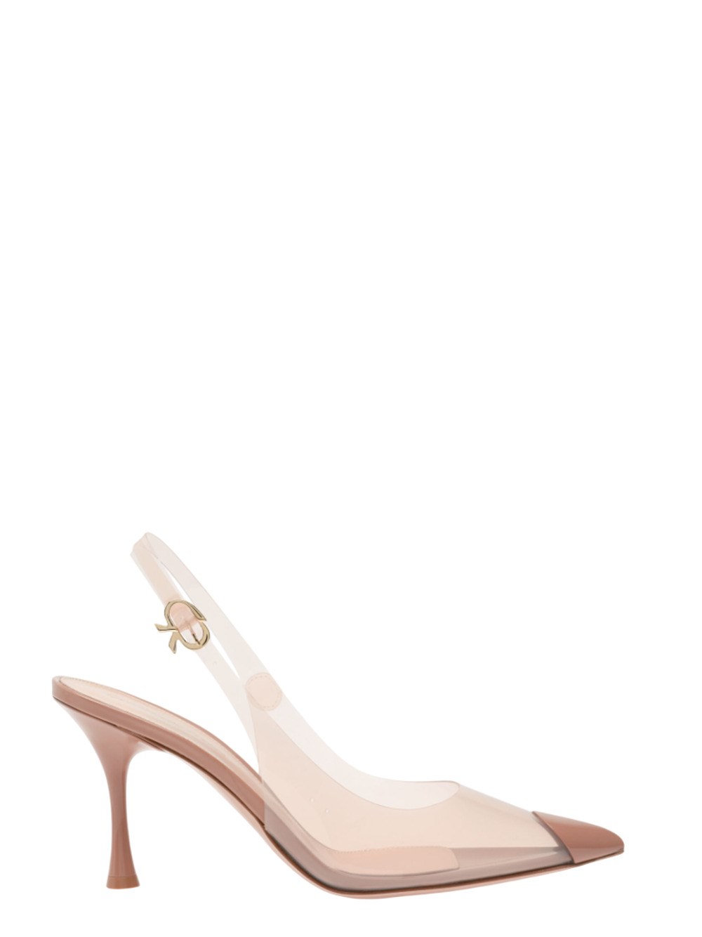 Gianvito Rossi Plexi Patent Leather Cap-toe Slingback Pumps In Brown