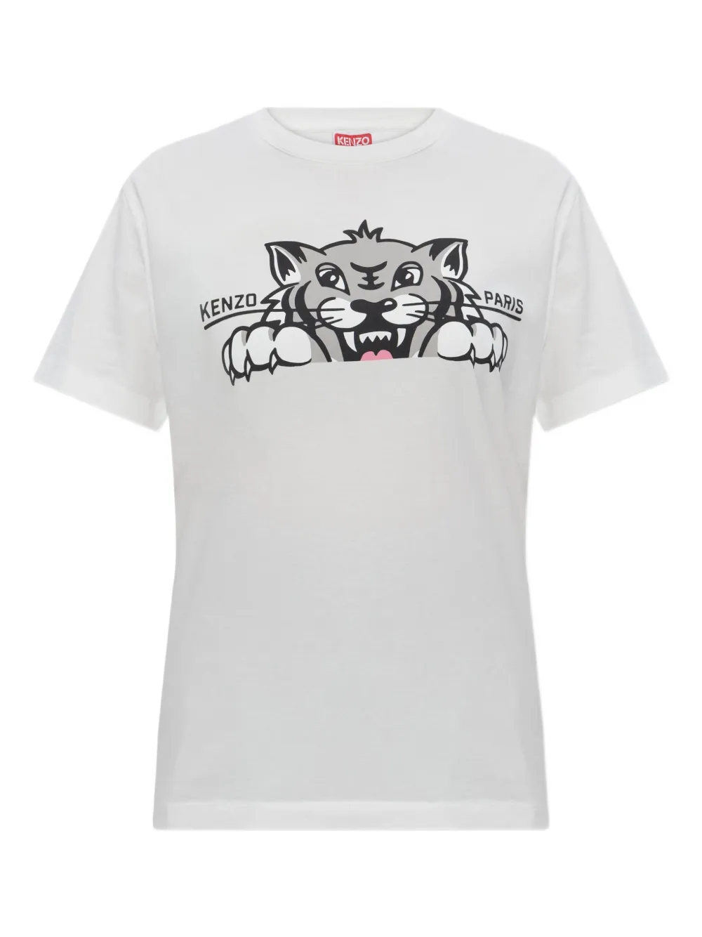 Kenzo Happy Tiger Loose Crew Neck T-shirt In White