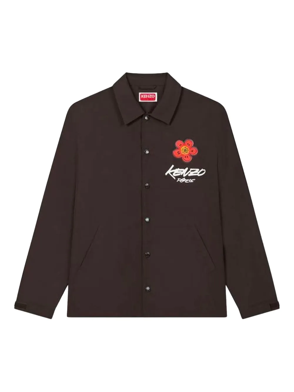 Kenzo Men Shirt Jacket With Floral Details X Futura 2000 In Brown