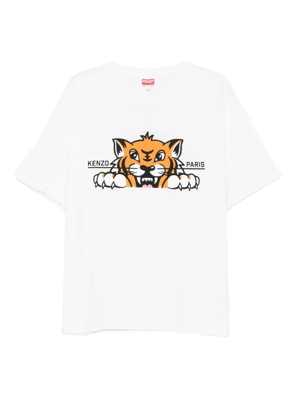 Kenzo Happy Tiger Classic Cotton T-shirt In White