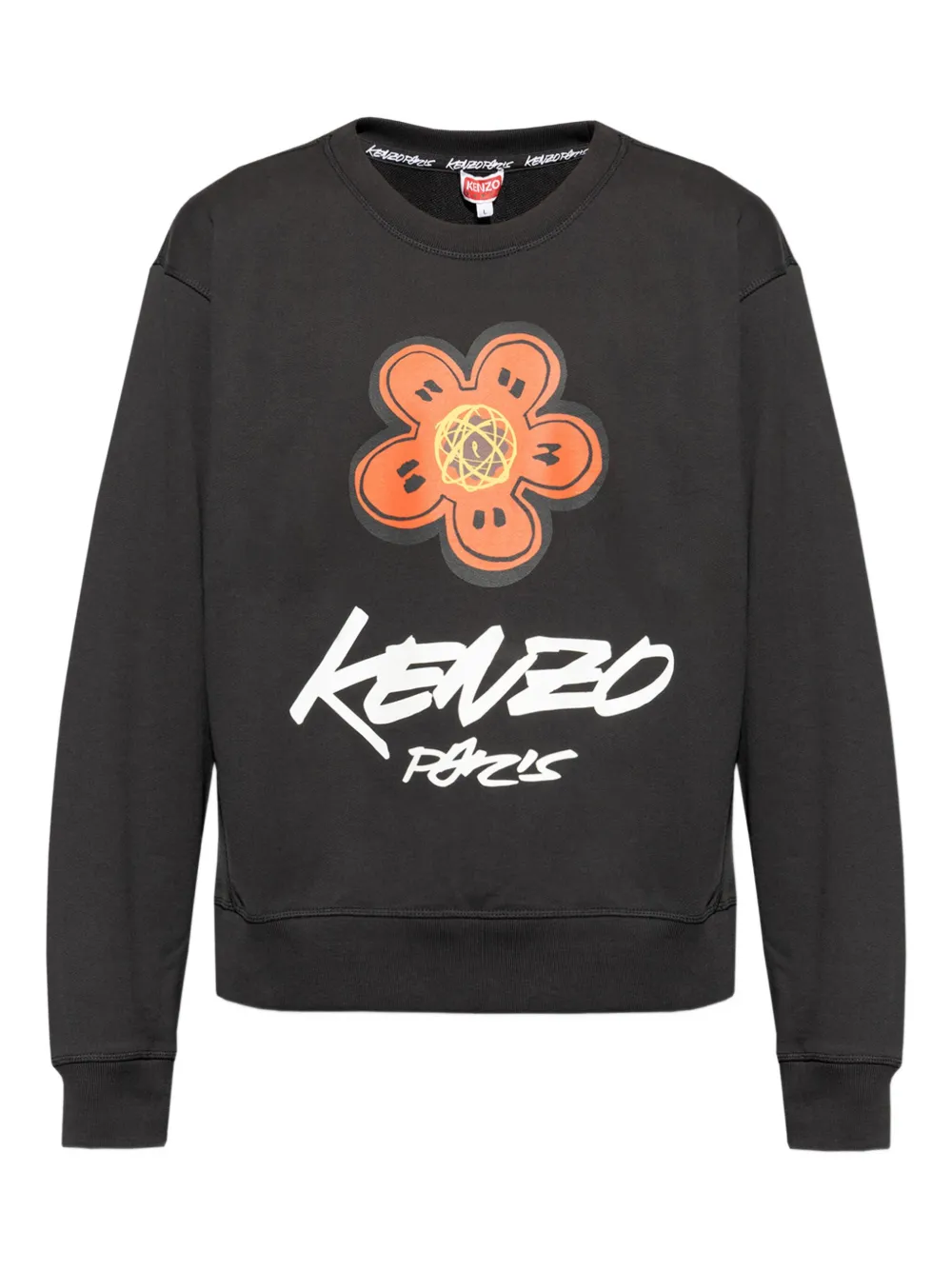 Kenzo Bold Floral Graphic Sweatshirt With Signature Logo In Black