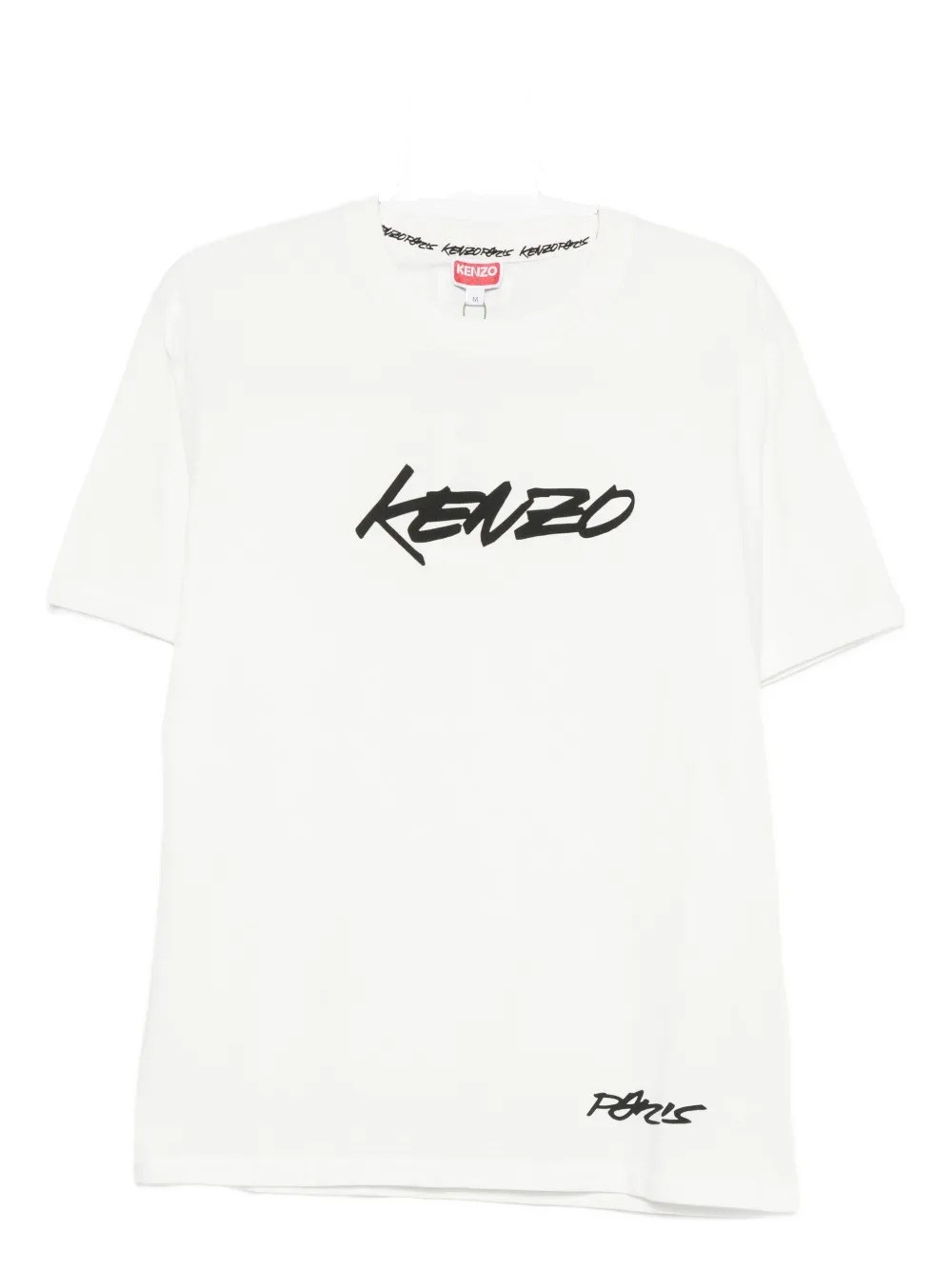 Kenzo Black Cotton T-shirt With Embroidered Tiger Logo In White
