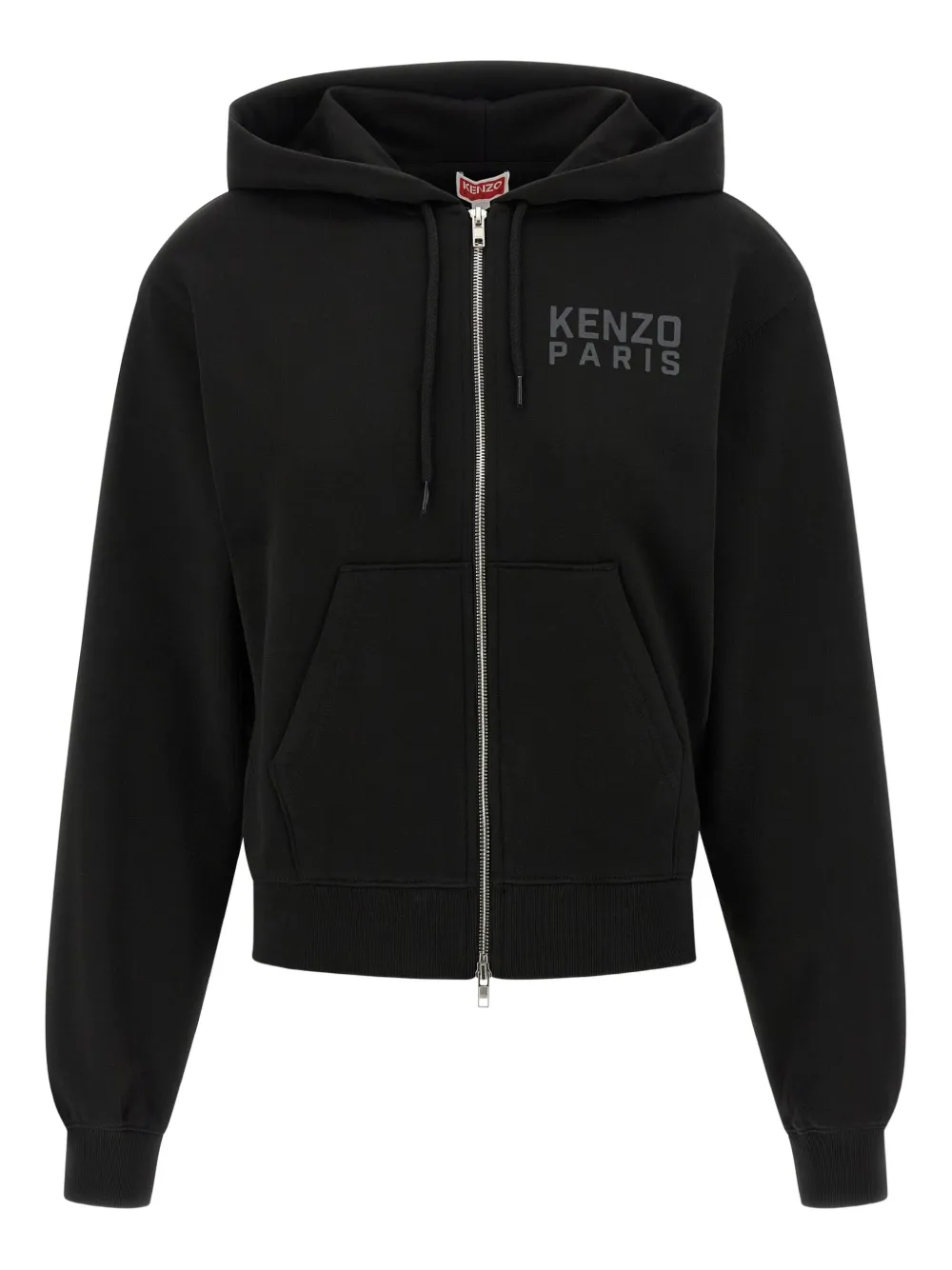 Kenzo Happy Tiger Zip Up Hoodie With Kangaroo Pocket In Black