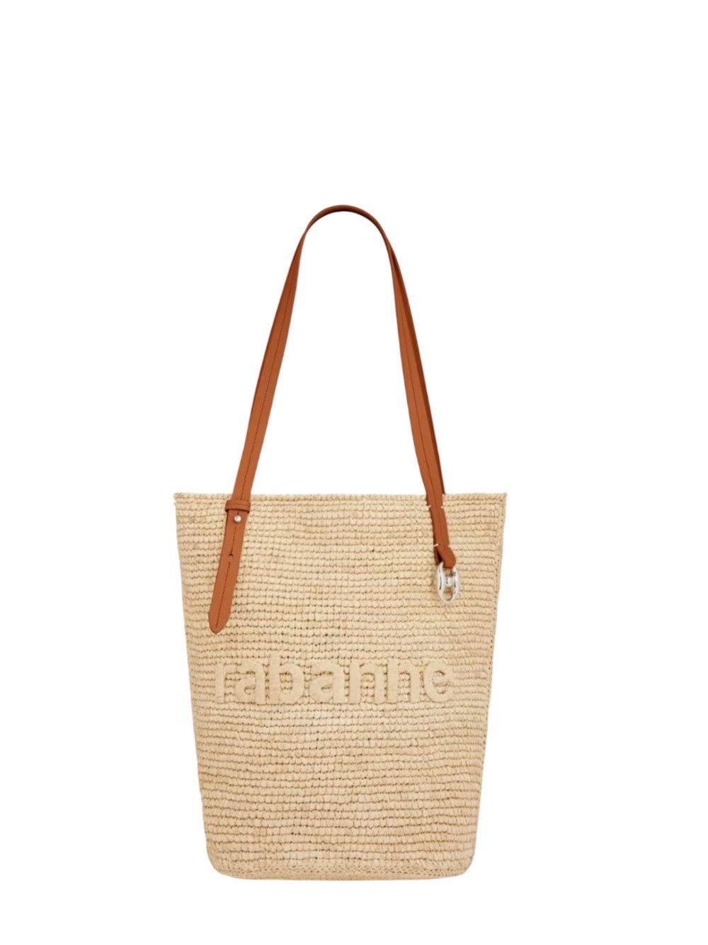 Rabanne Tote Bag Weave Texture Leather Handles In Neutral