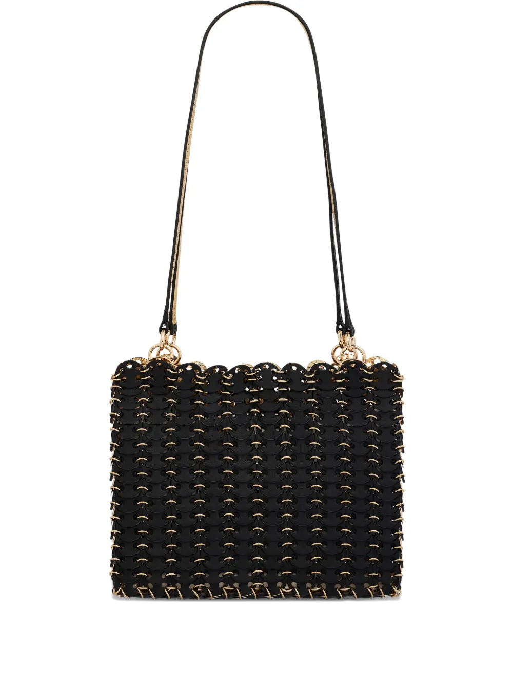 Rabanne Sac A Main Leather Disc Link Shoulder Bag In Black