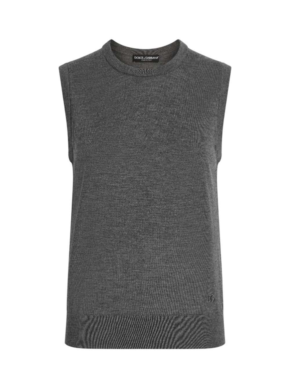 Dolce & Gabbana Cashmere Sleeveless Top Ribbed Hem In Gray