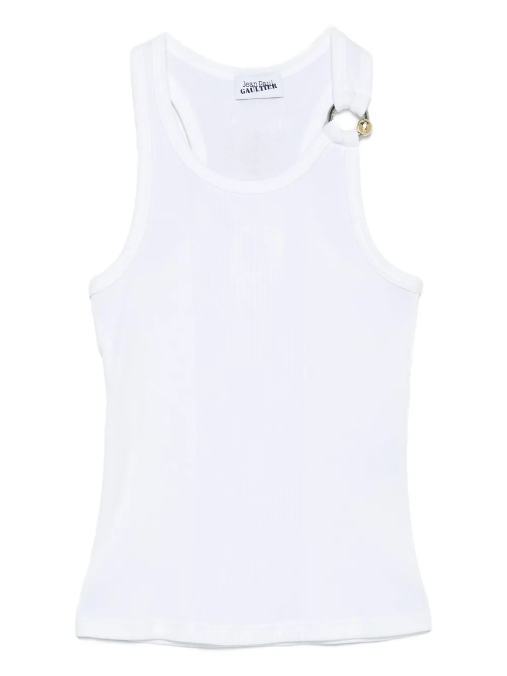 Jean Paul Gaultier Ribbed Texture Scoop Neck Sleeveless Top In Blue