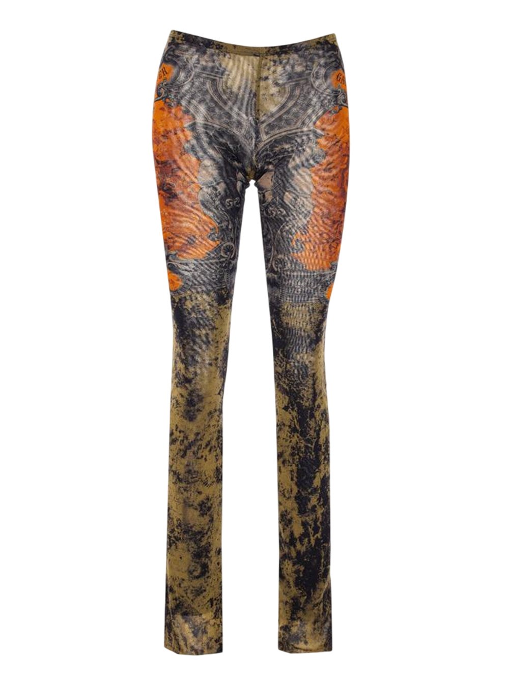 Jean Paul Gaultier Women The Medaillon Print Mesh Trousers In Black