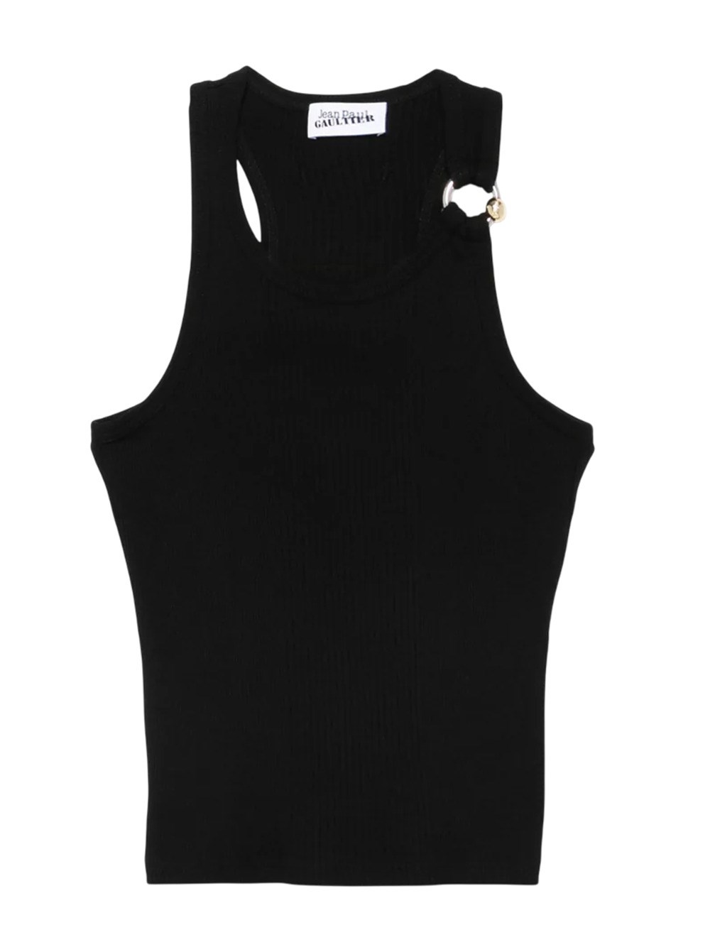 Jean Paul Gaultier Tank Top With Gold-tone Hardware And Ribbed Texture In Black