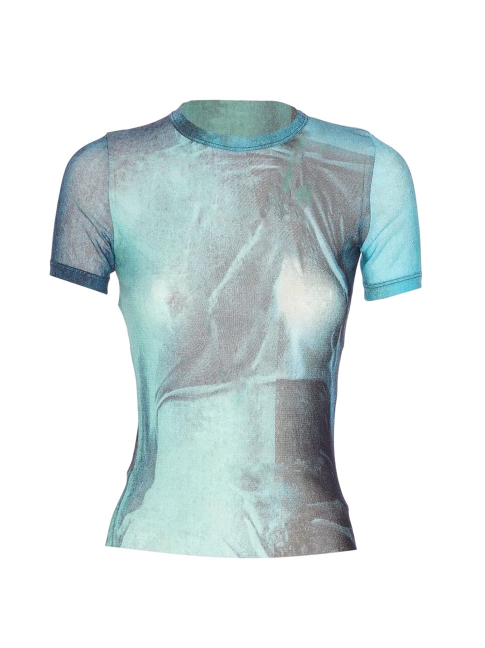 Jean Paul Gaultier Mesh Baby Printed Water Tee In Blue