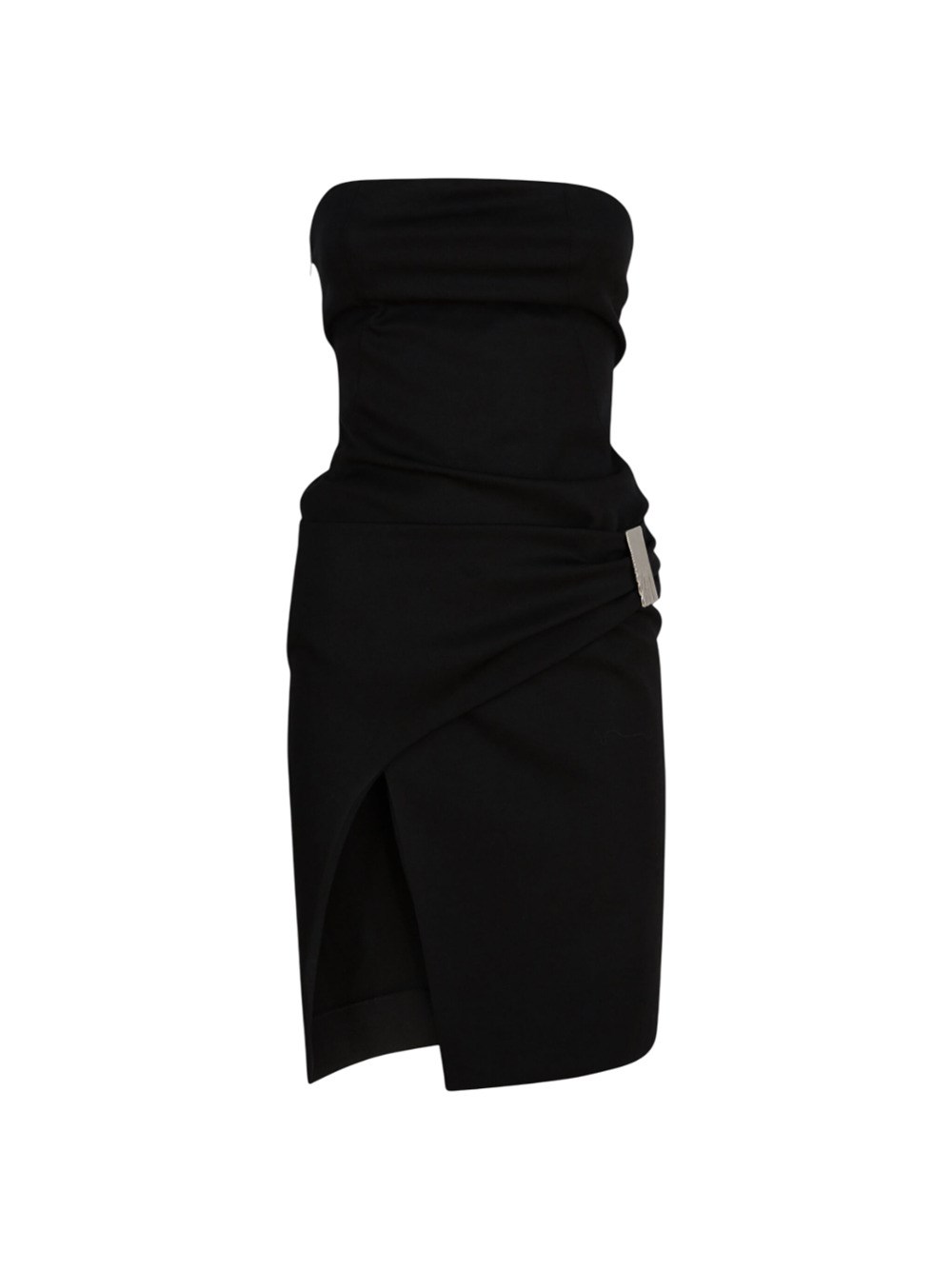 Attico Womens Black Engraved-hardware Bandeau Wool Mini Dress In Black