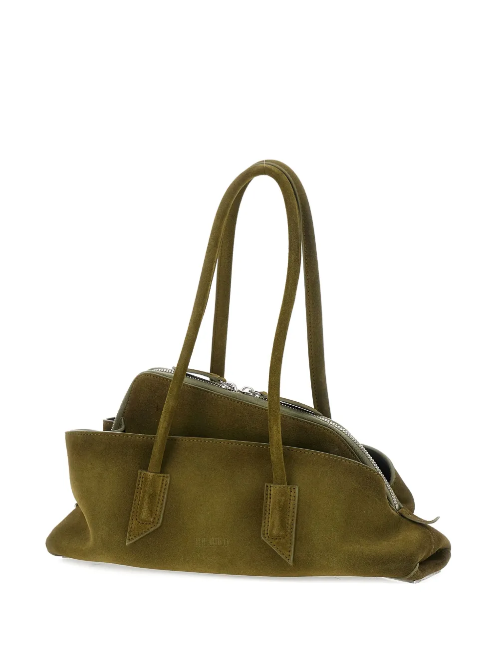 Attico La Passeggiata Small Bag In Khaki Green Suede In Green