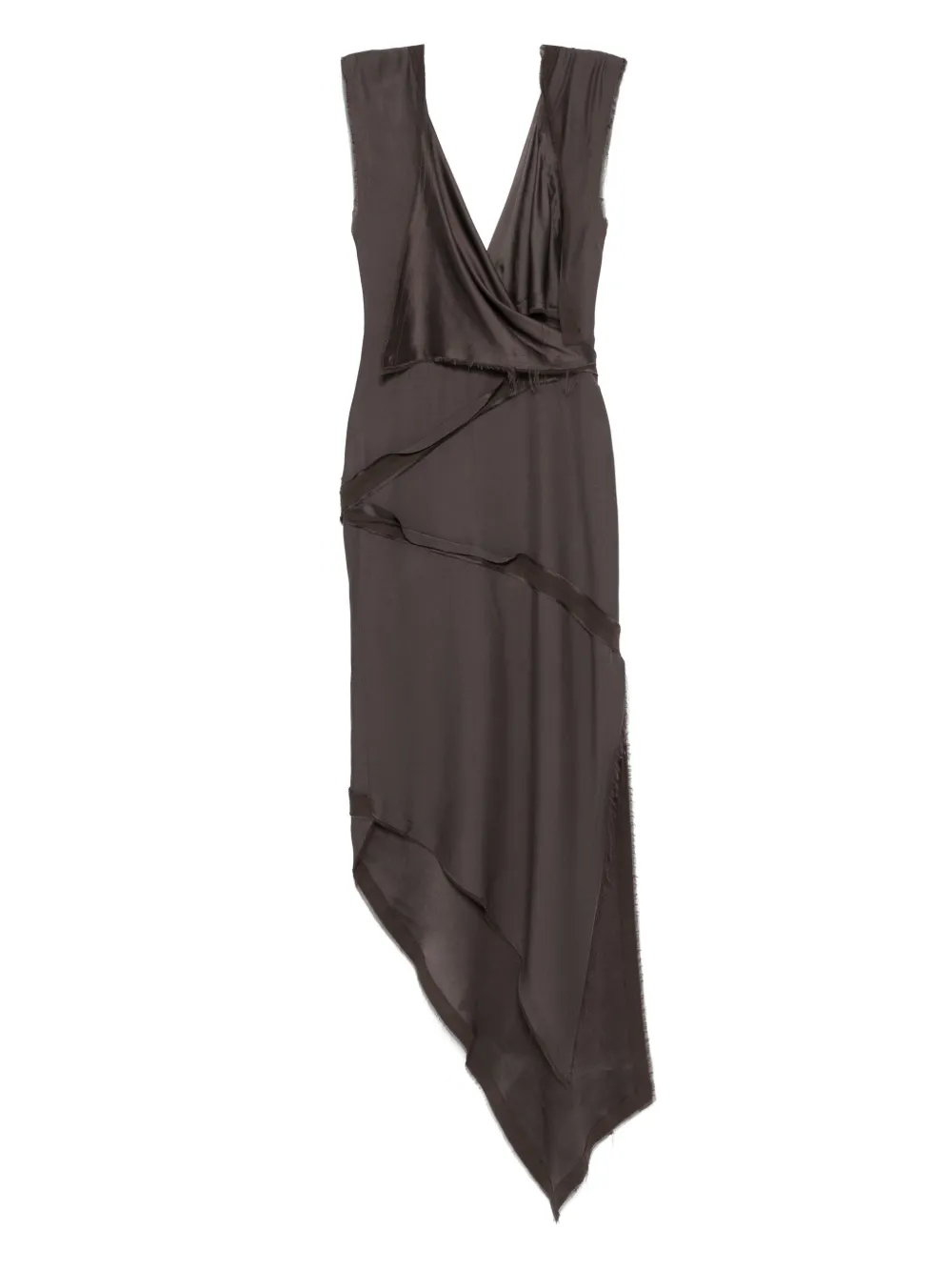 Attico Asymmetrical Midi Dress With Twisted Detail In Brown
