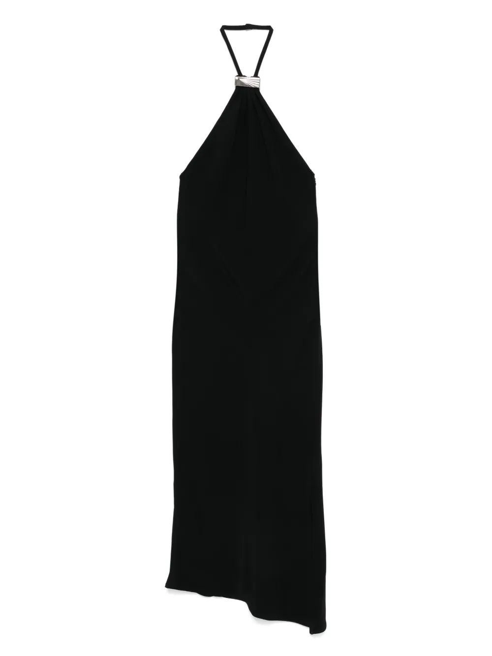 Attico Halter Neck Midi Dress With Metallic Detail In Black