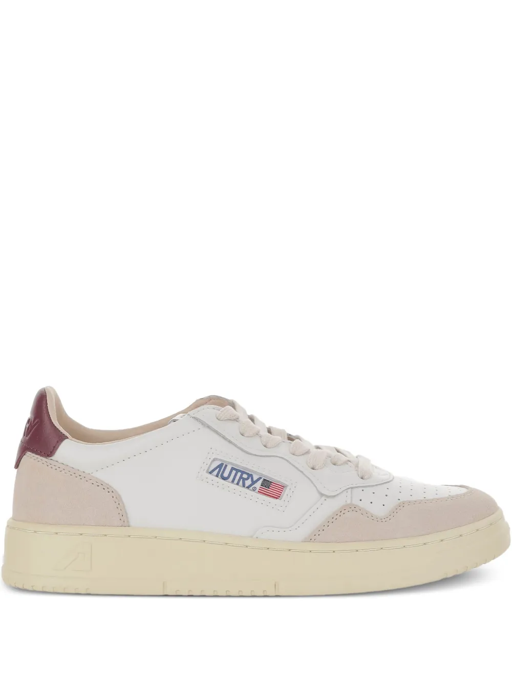 Autry Medalist Low Sneakers With Suede Inserts And Contrasting Heel In White