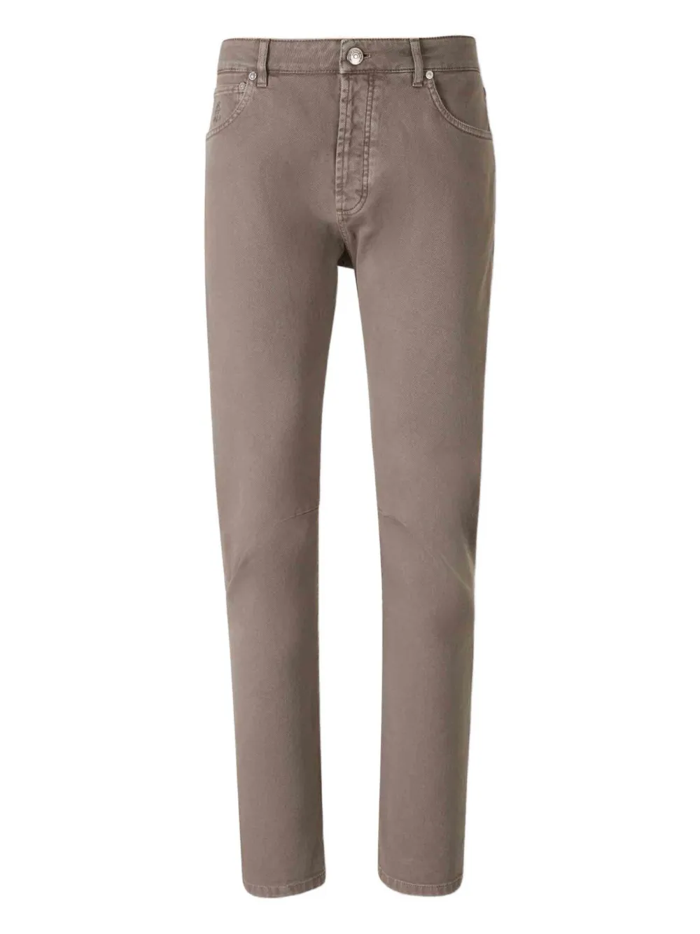 Brunello Cucinelli Men Taupe Garment-dyed Denim Traditional Fit Jeans In Pink