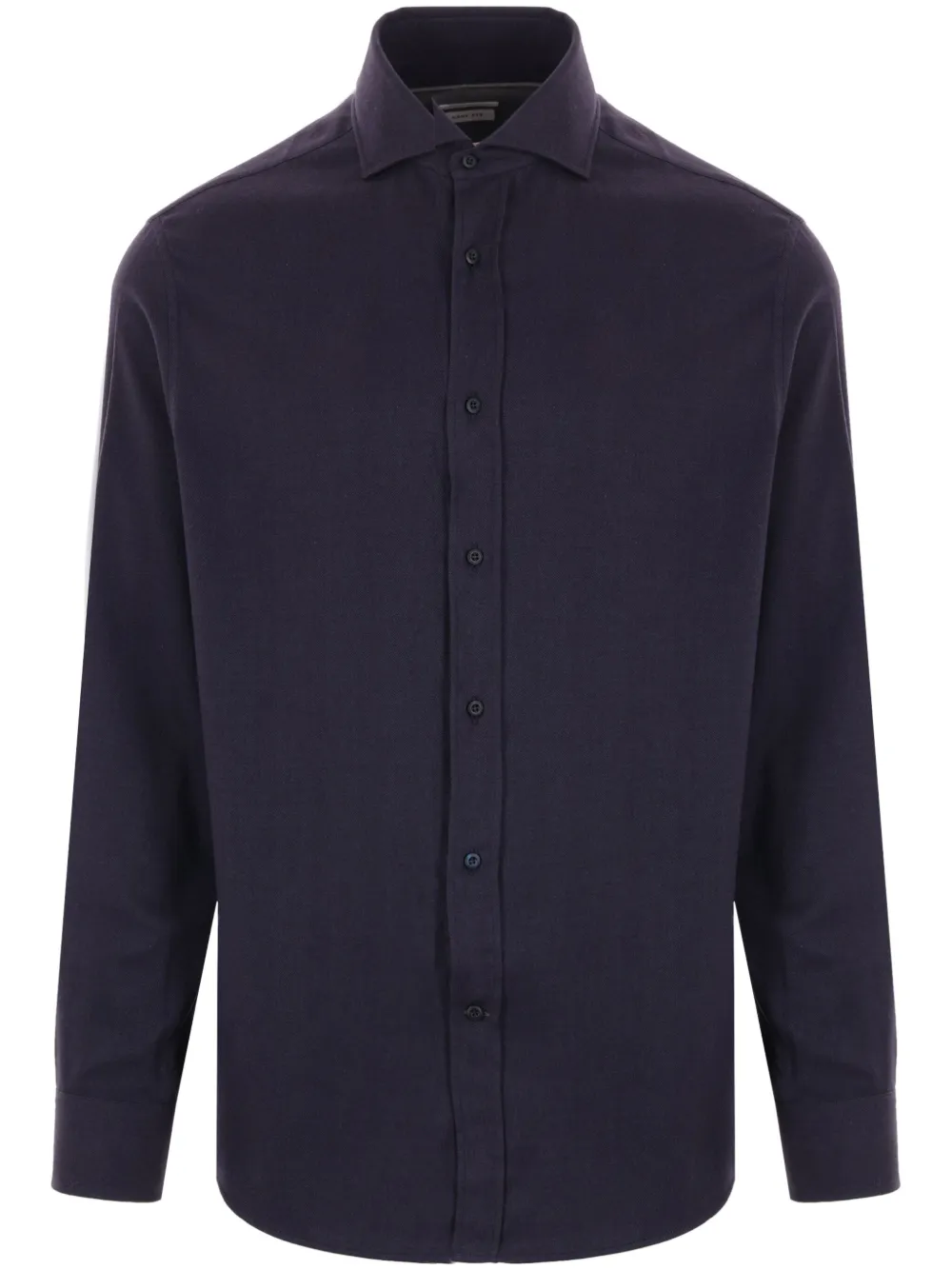Brunello Cucinelli Button-down Cotton Blend Shirt With Straight Hem In Blue