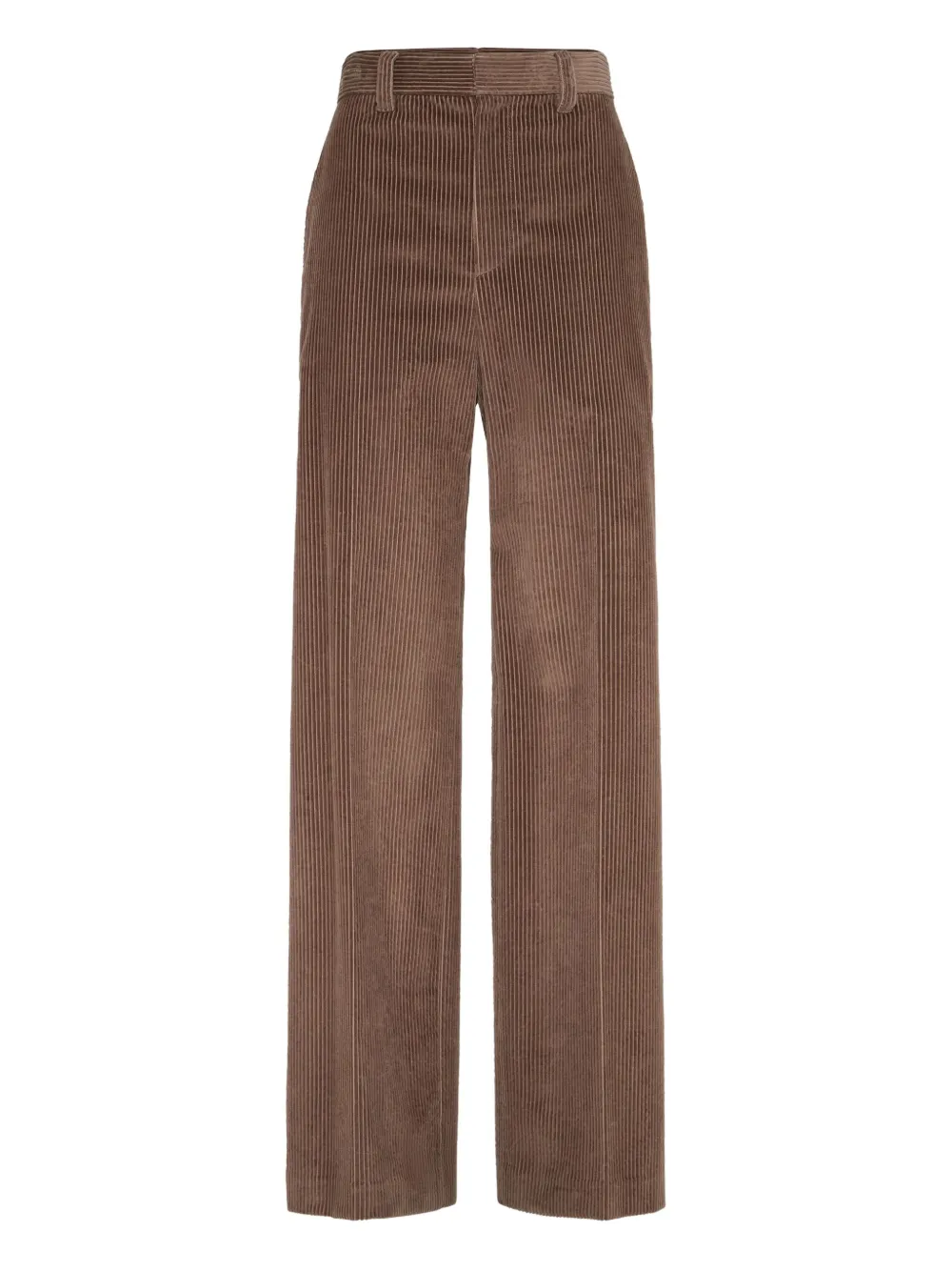 Brunello Cucinelli Cotton Corduroy Loose Trousers With Jewels Clothing In Brown