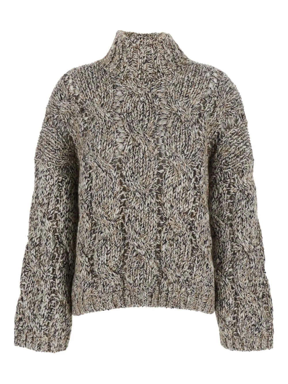 Brunello Cucinelli Women Wool And Cashmere Sweater With Sequins In Gray