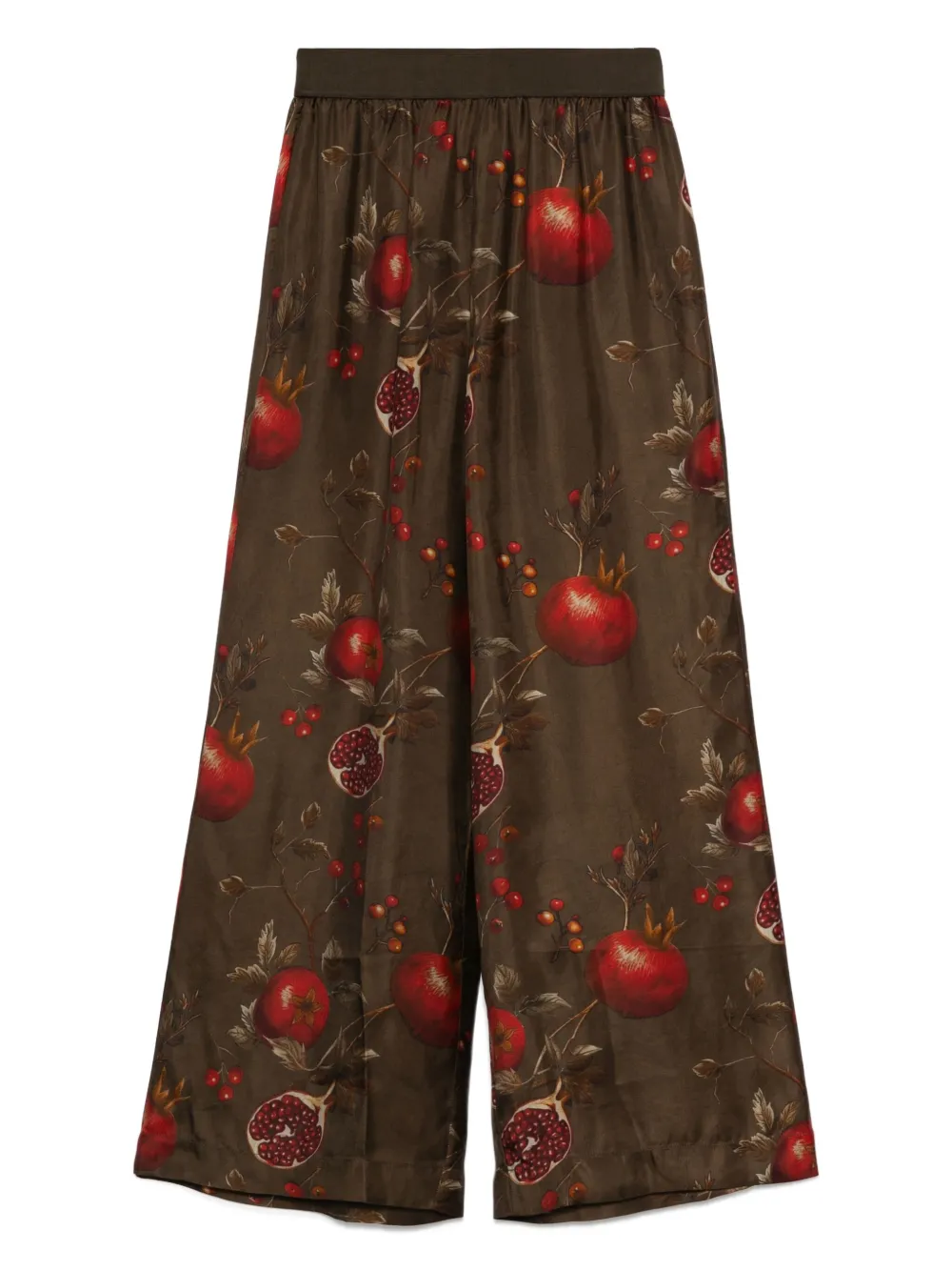 Uma Wang High Waist Pomegranate Print Wide Leg Trousers In Multi