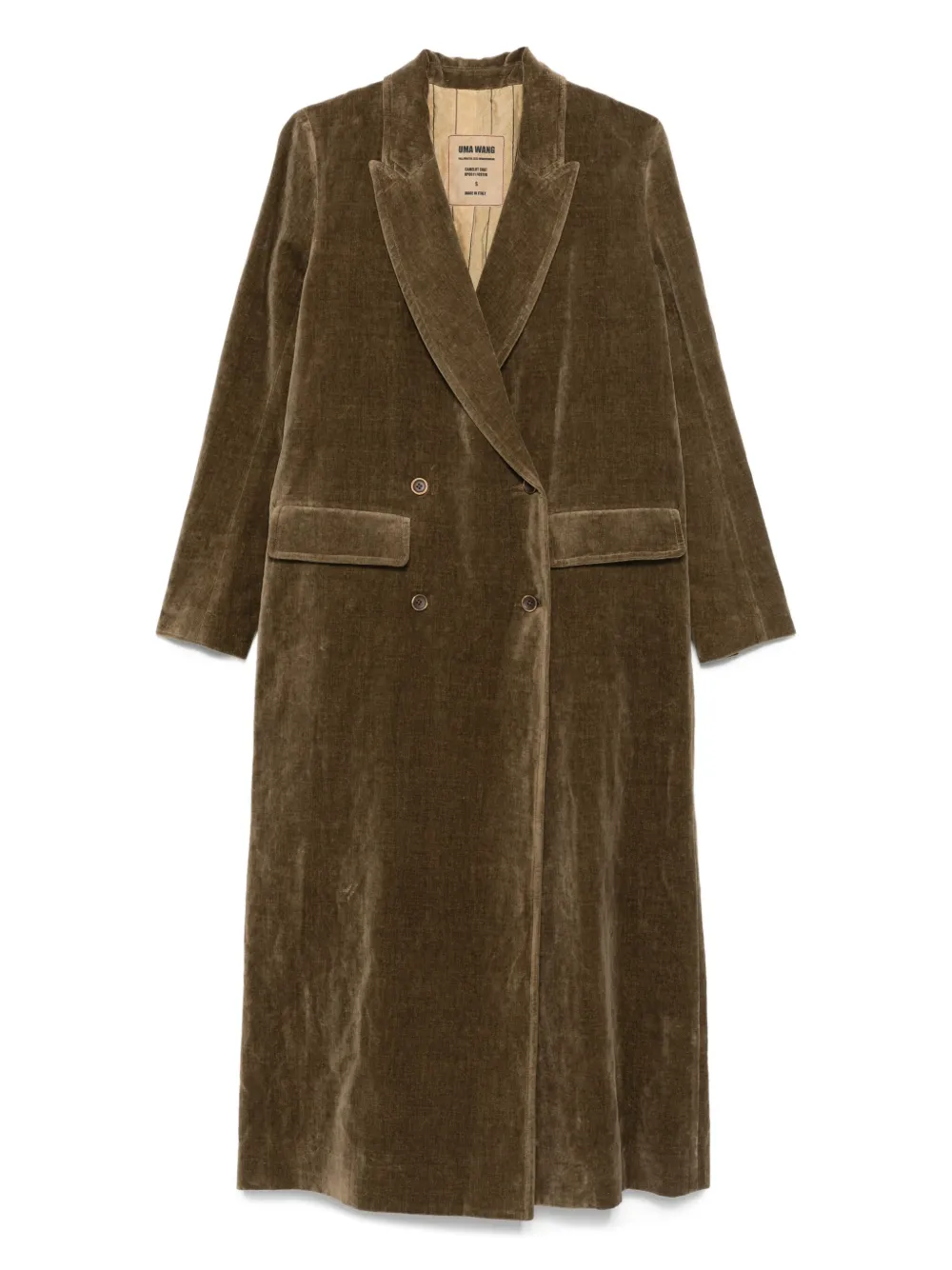 Uma Wang Velvet Texture Camelot Coat With Peak Lapels In Brown