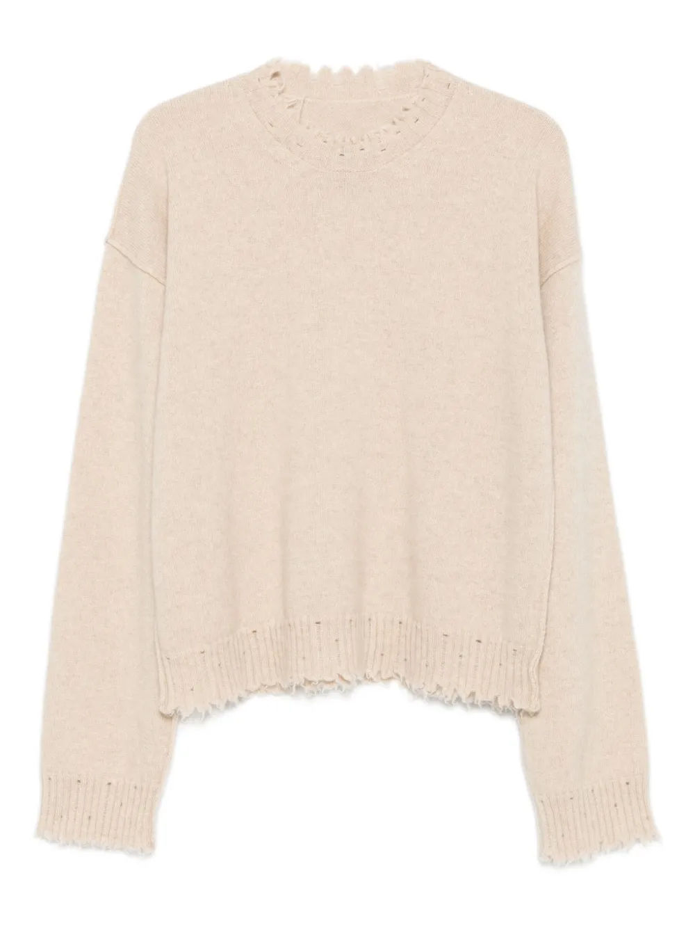 Uma Wang Beige Cashmere Sweater With Distressed Details In Neutral