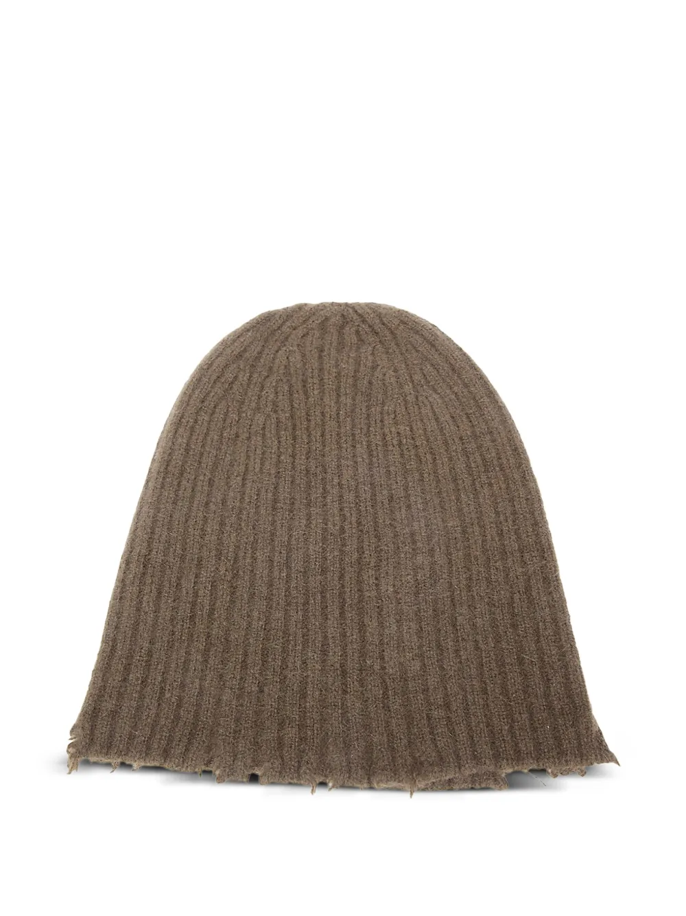 Uma Wang Ribbed Frayed-edge Beanie In Green