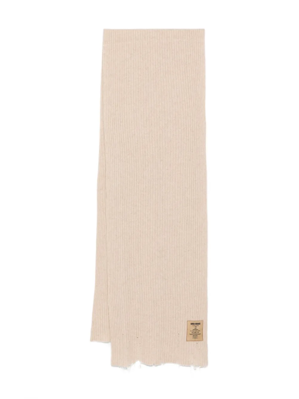 Uma Wang Ribbed Frayed-edge Scarf In Nude