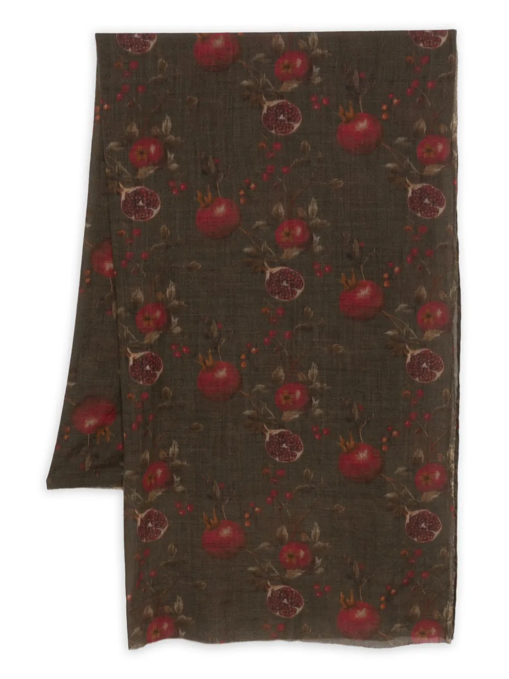 Uma Wang Pomegranate Print Virgin Wool Scarf In Brown