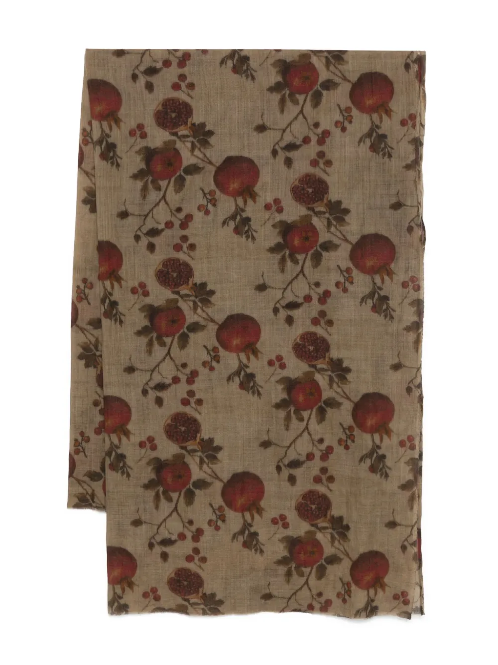 Uma Wang Pomegranate Print Wool Scarf In Brown