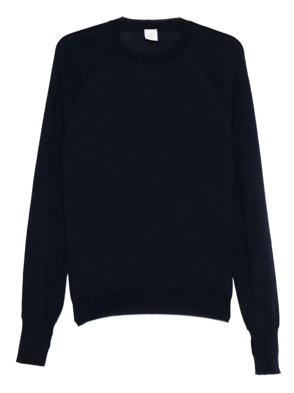 Eleventy Ribbed Crewneck Raglan Sweater With Long Sleeves In Blue