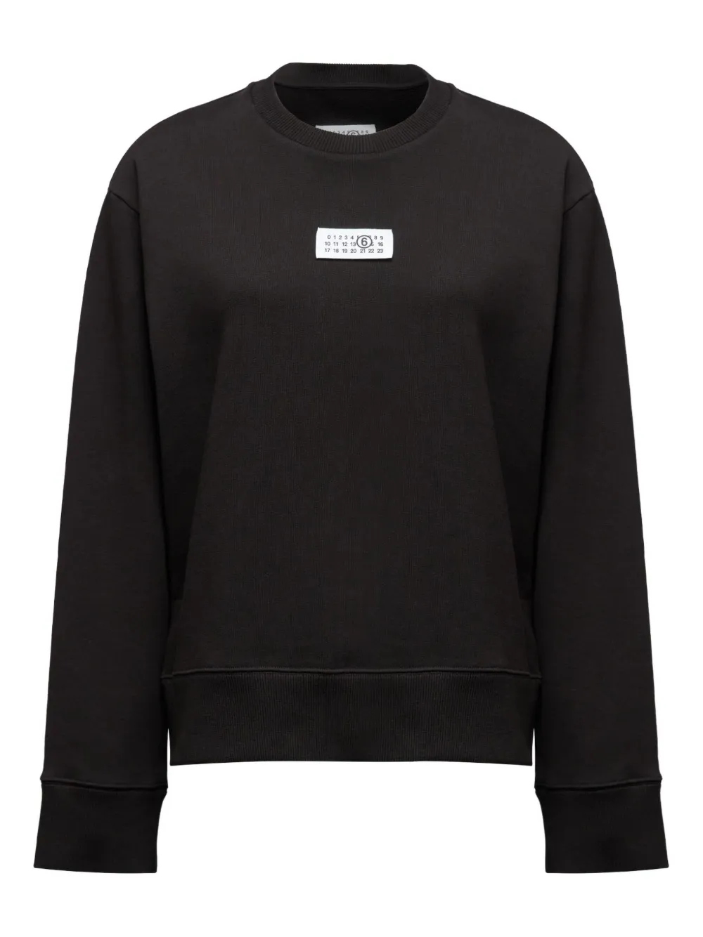 Mm6 Maison Margiela Relaxed-fit Black Sweatshirt With Ribbed Hem In Black