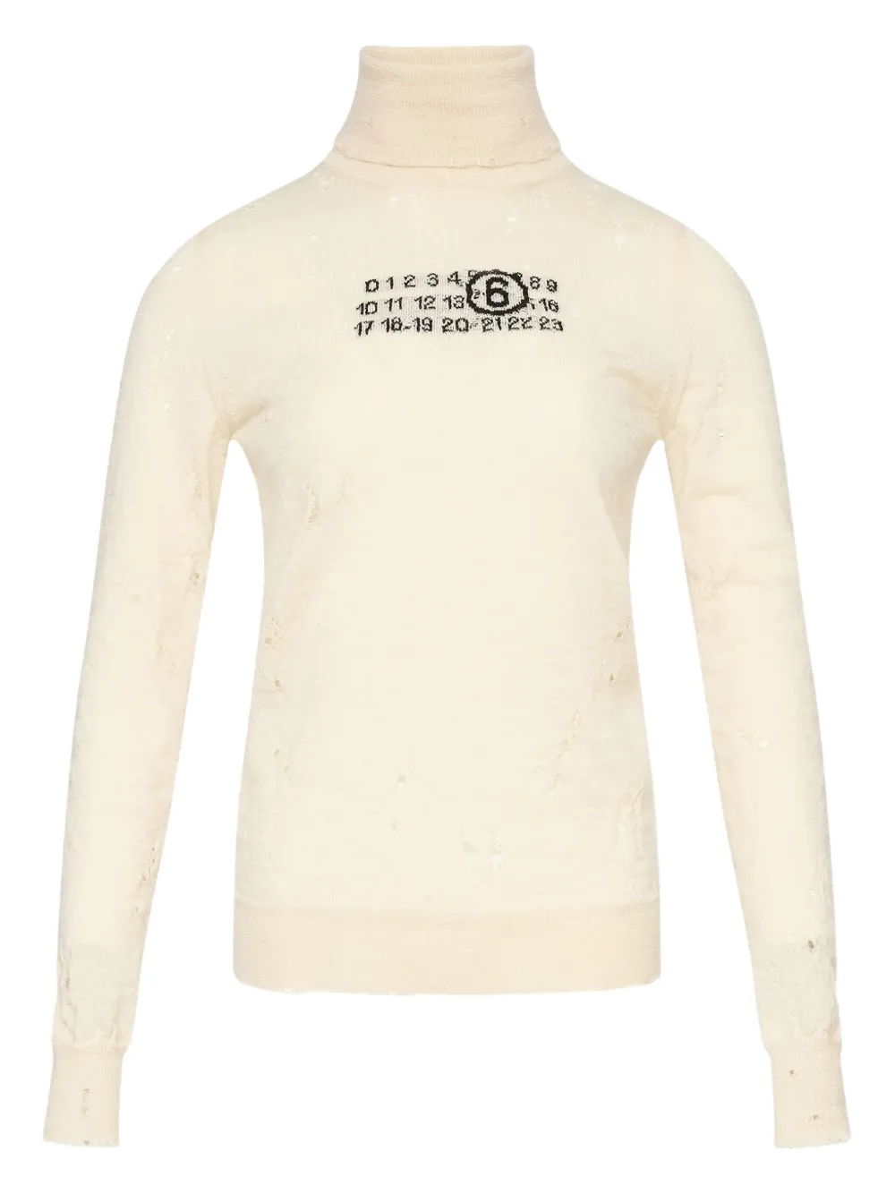 Mm6 Maison Margiela Sweater With Number Pattern In Neutral