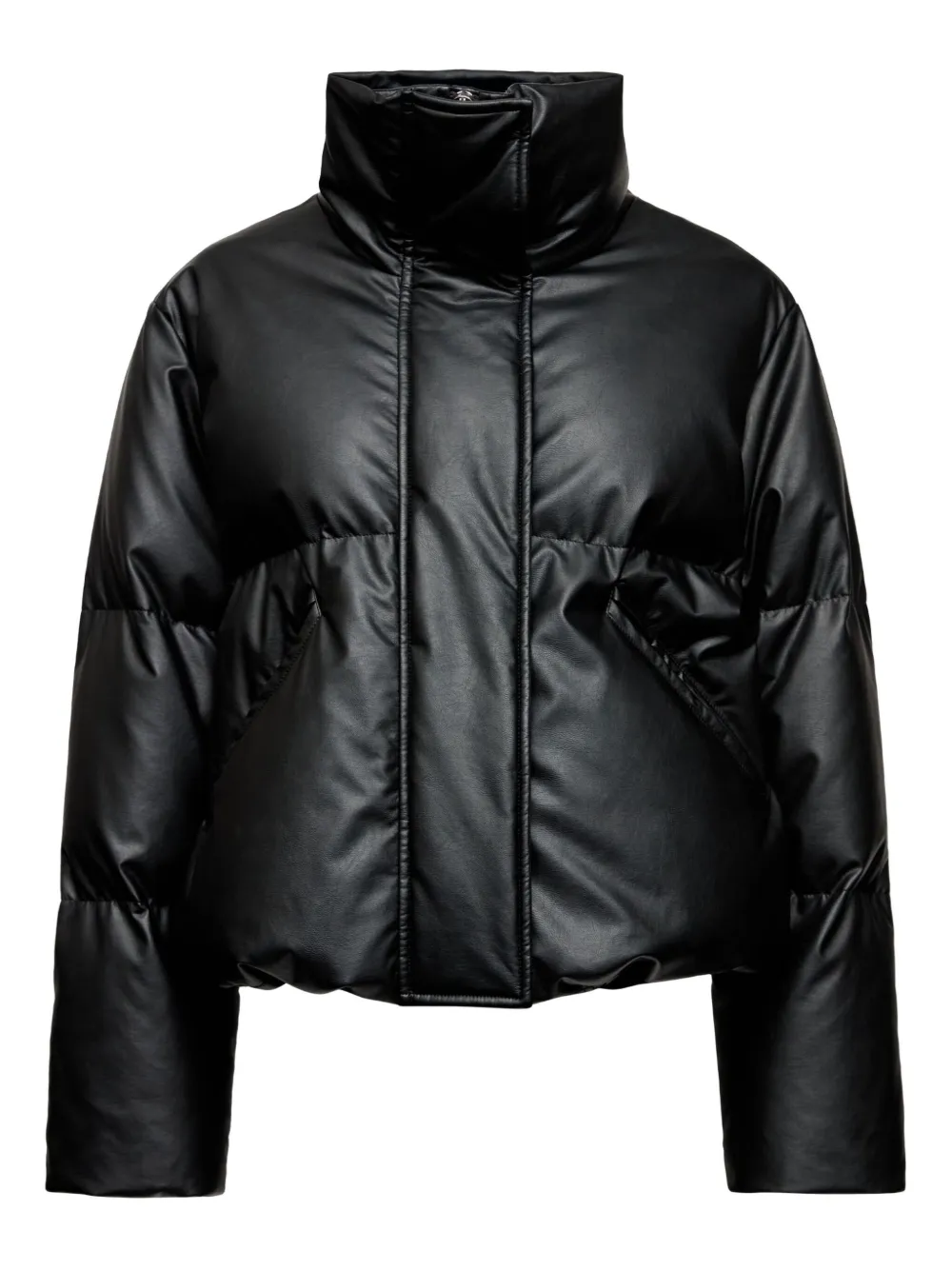 Mm6 Maison Margiela Pleather Puffer Jacket In Black
