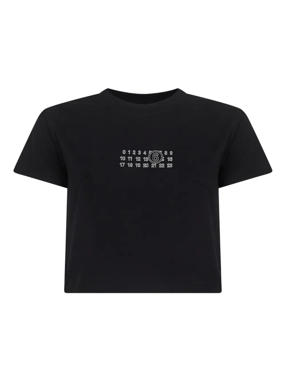 Mm6 Maison Margiela Black Jersey Cropped Numeric Signature T-shirt In Black