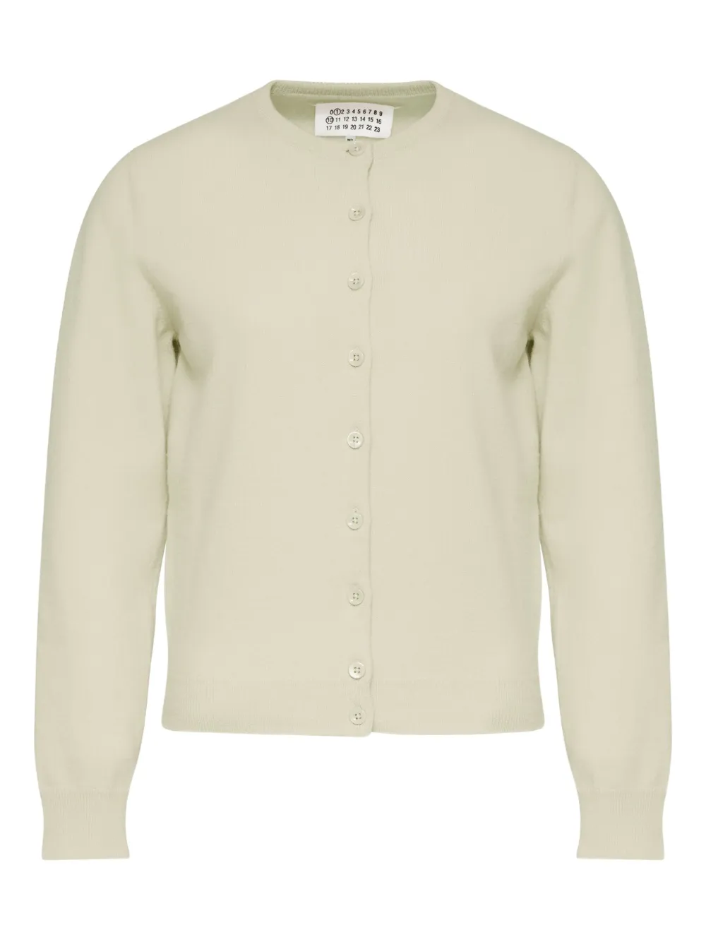 Maison Margiela Wool Buttoned Crew Neck Cardigan In Green
