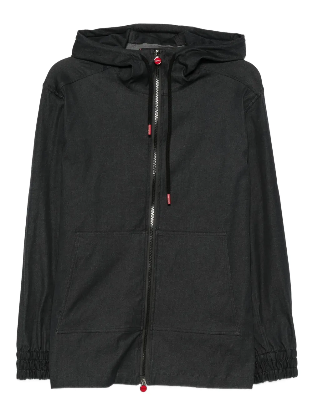 Kiton Zip-up Hooded Jacket Kangaroo Pocket In Black